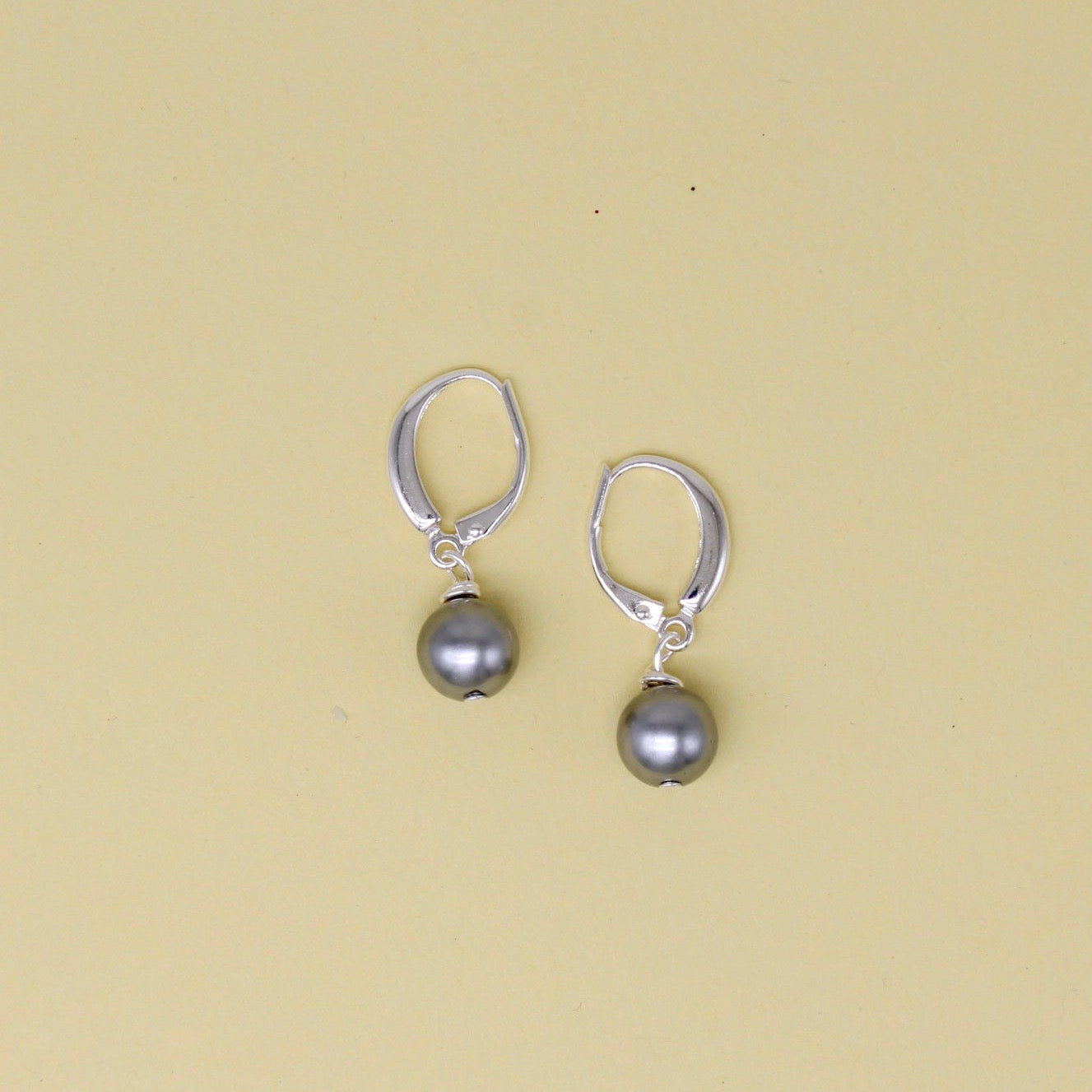 Grey Pearl Hoop Earrings