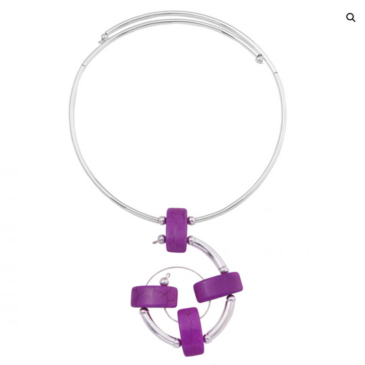 Purple Turquoise Spiral Necklace