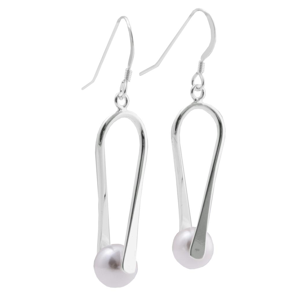 White Pearl August Earrings