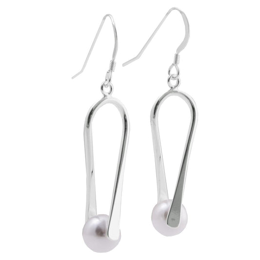 White Pearl August Earrings