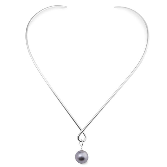 Grey Pearl Twisted 'V' Shaped Choker